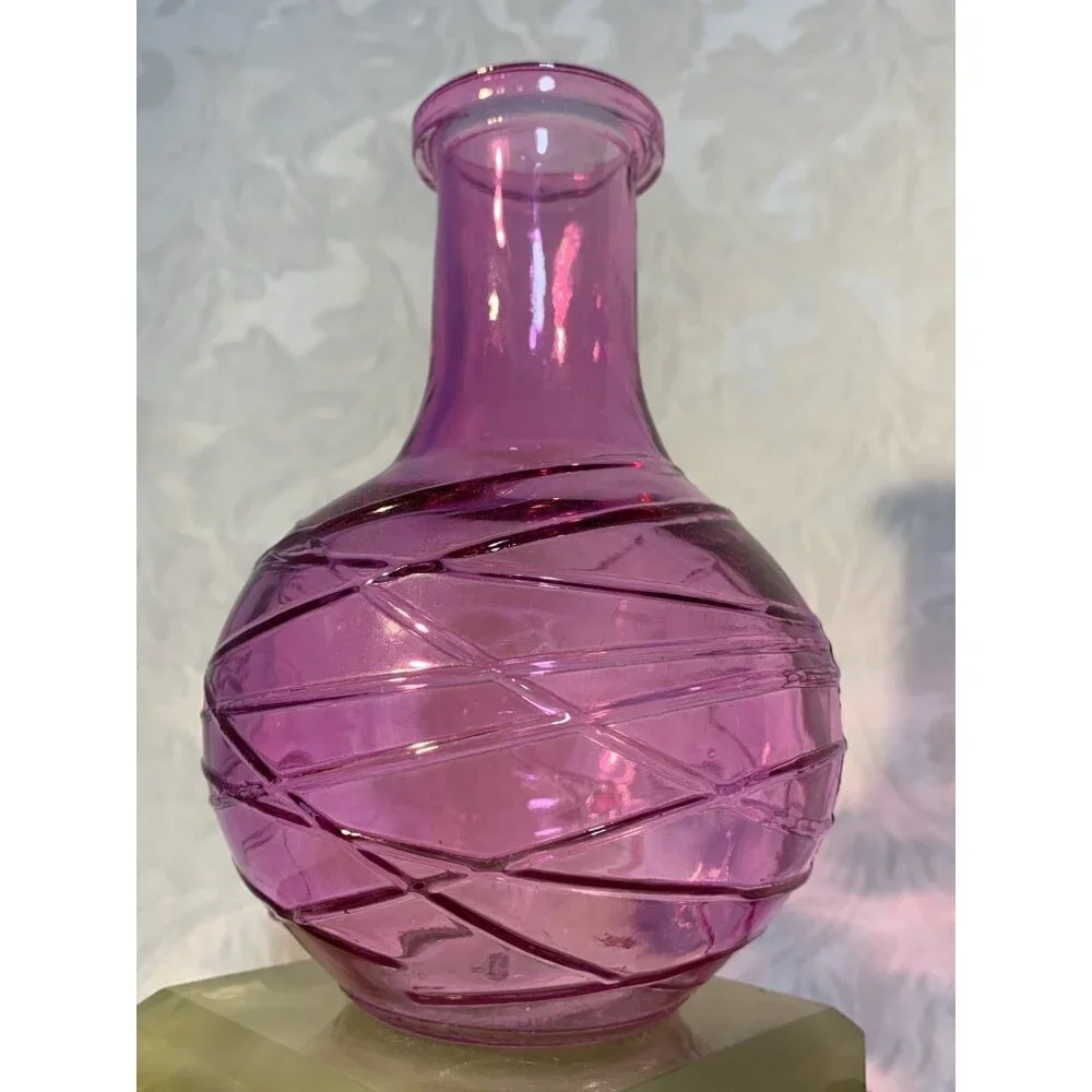Vibrant Pink‎ Clear Art Glass Small Round Vase 6
